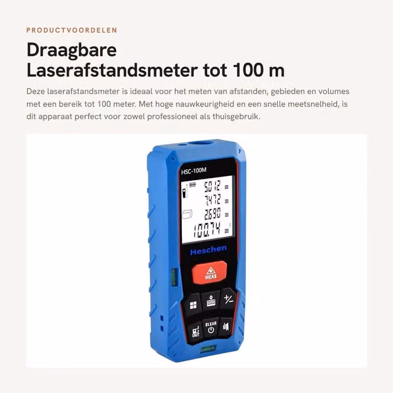 Misuratore laser portatile per distanze fino a 100 metri, con elevata precisione