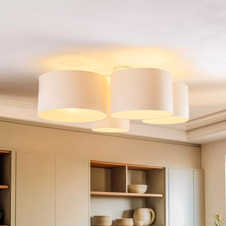 Plafoniera soffitto Lodge Duolla, dimmerabile, Crema / Ambra, Soggiorno / Sala da pranzo, Tessuto / Stoffa / Seta, Moderno, Plafoniera