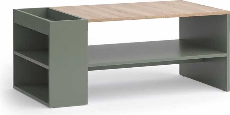 Tavolino da salotto Vicco Wido Verde 100 x 55 cm con ripiani, Model 56609