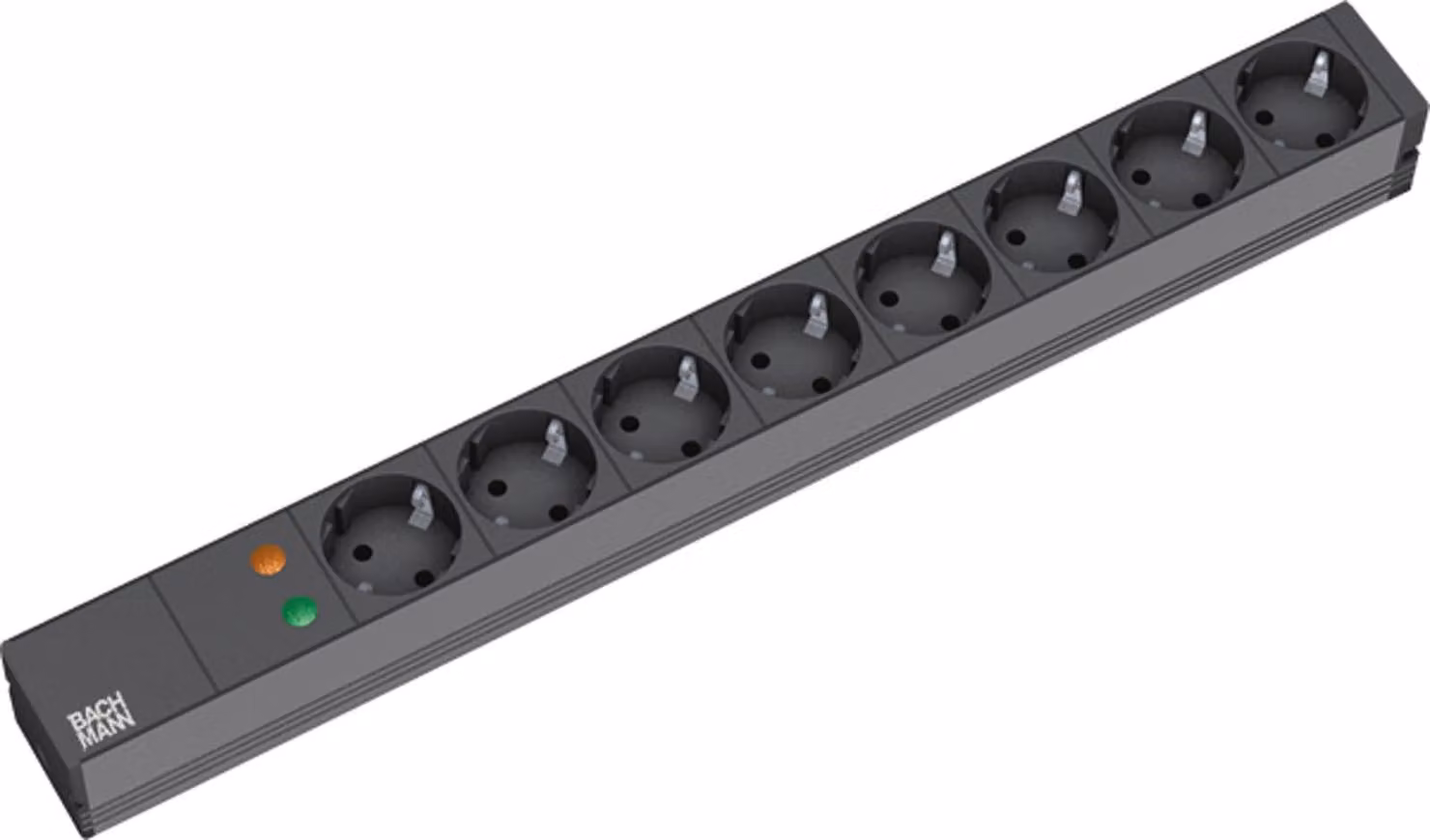 Bachmann 48,30 cm (19") Presa di corrente ÜSS, ALU, 8 vie, s nero, contatto di terra, 2 m, 1U, senza interruttoreCon protezione da sovratensione