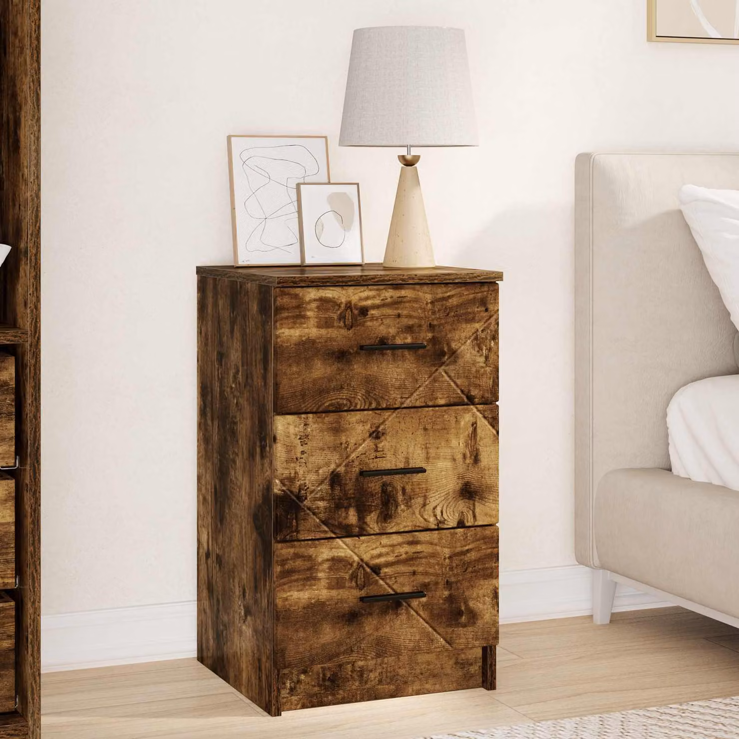 Armadio da notte vidaXL in rovere fumo moderno L/P/H: 38 x 38 x 66 cm