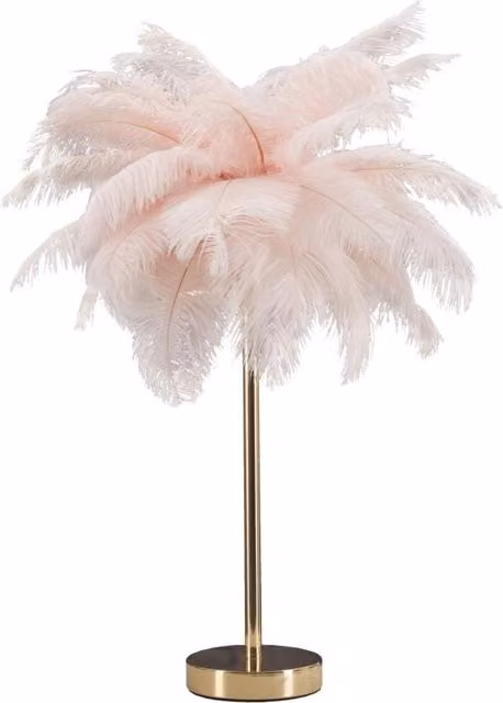 Lampada da Tavolo Palm GIORDANOSHOP Rosa e Oro in Metallo e Plastica Ø40 x H55 cm