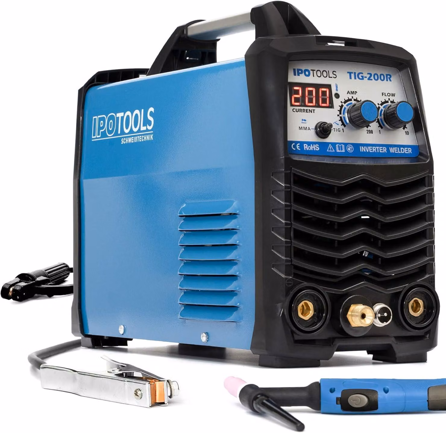 Apparecchio di saldatura TIG - completamente digitale, saldatrice inverter DC da 200A con display LCD e accensione ad alta frequenza (HF)
