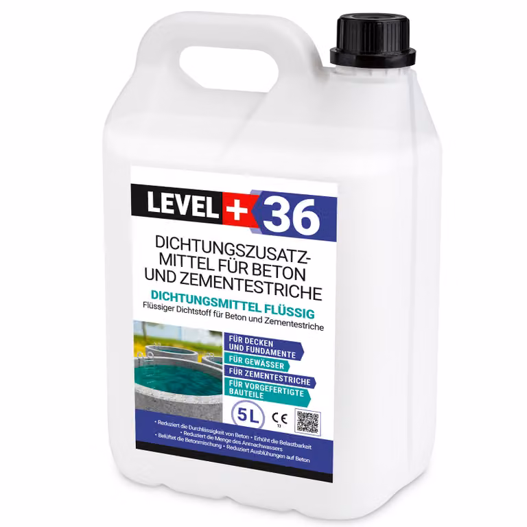 Plastificante impermeabilizzante per calcestruzzo per massetti e cazzuole 5L Livello+36