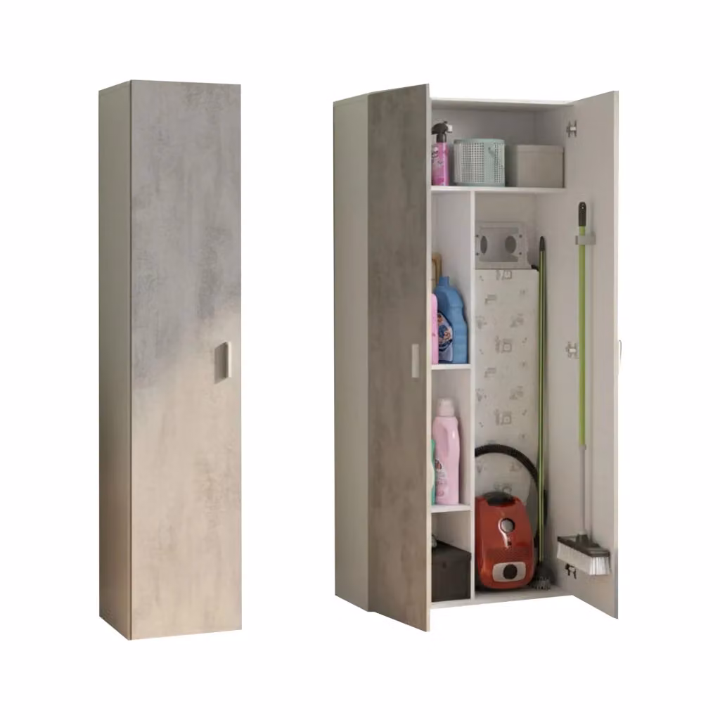 Armadio Multiuso Moderno DMORA con Ante a Battente, Bianco e Grigio, L: 121 cm, H: 182 cm – 2