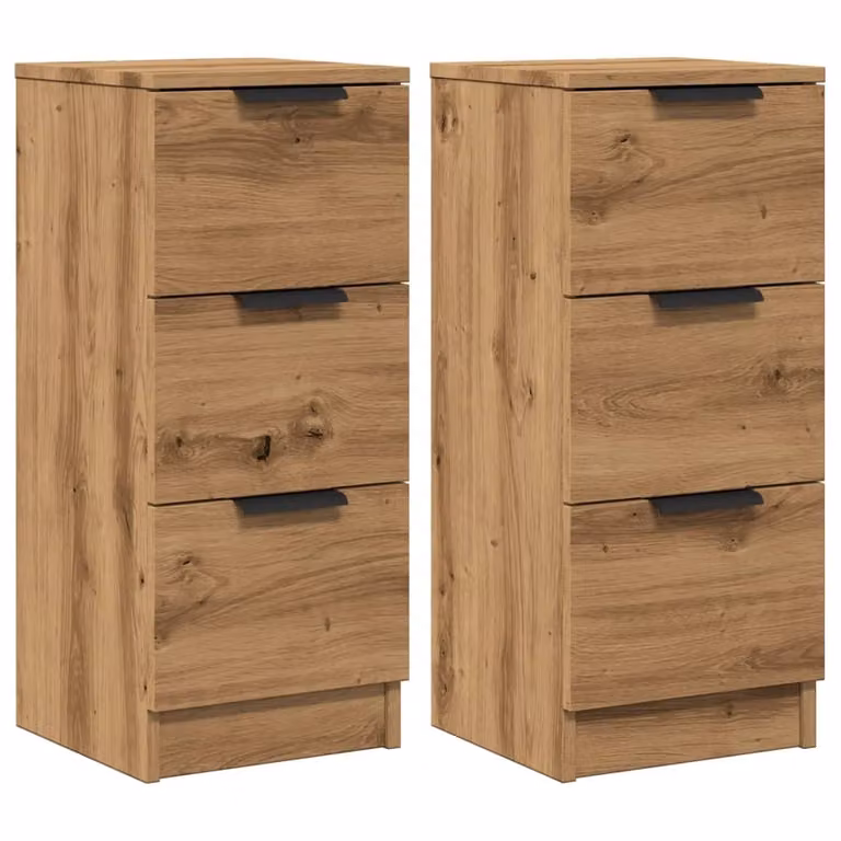 Credenze 2 pz Rovere Artigianale 30x30x70 cm Legno Multistrato