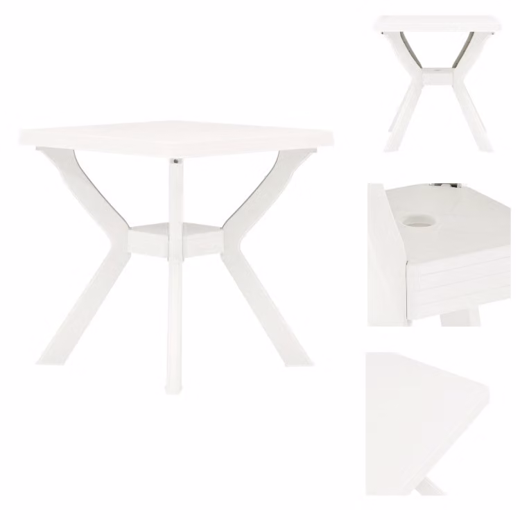 vidaXL Tavolo da bistrot bianco 70x70x72 cm in plastica - Tavoli da giardino