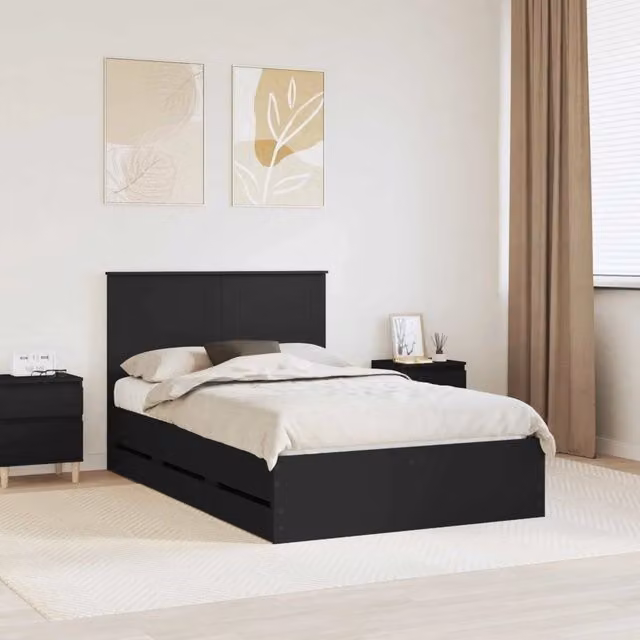 Struttura del letto-Giroletto Nero 120 x 190 cm Legno Ingegnerizzato 699139
