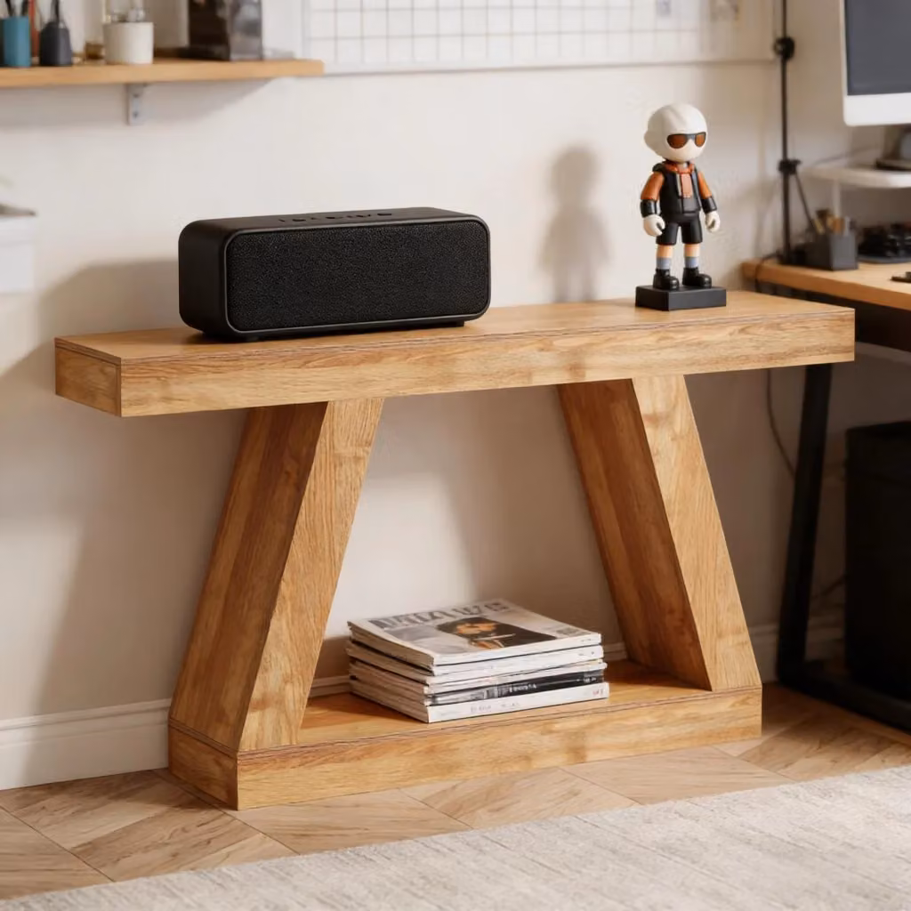 Tavolo Consolle REDOM in MDF Laminato Colore Marrone con Stile Rustico e Finitura Opaca – 2