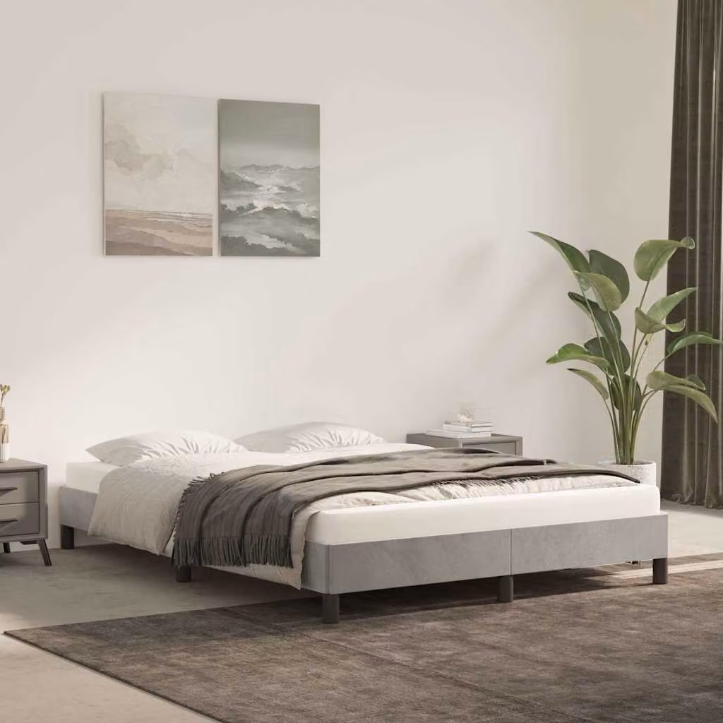 vidaXL Giroletto imbottito in velluto Grigio Chiaro L: 140 cm, P: 190 cm