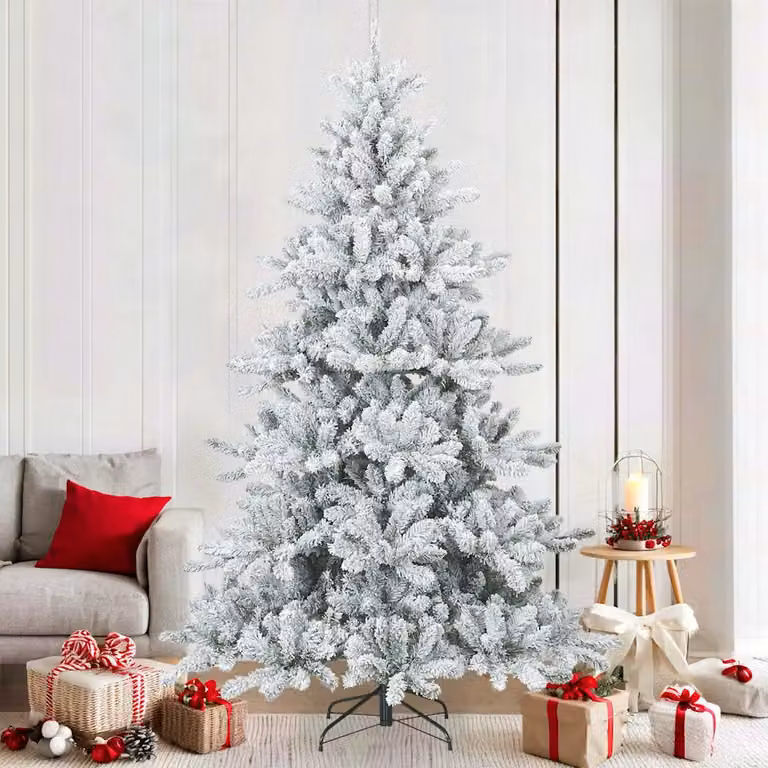 Albero di Natale artificiale snodato vidaXL bianco con effetto neve H: 210 cm, L: 130 cm, P: 130 cm