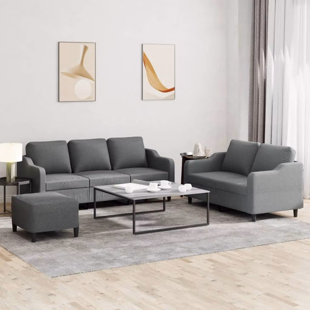 Maison Exclusive - Set divano a 3 pezzi con cuscini in tessuto grigio scuro