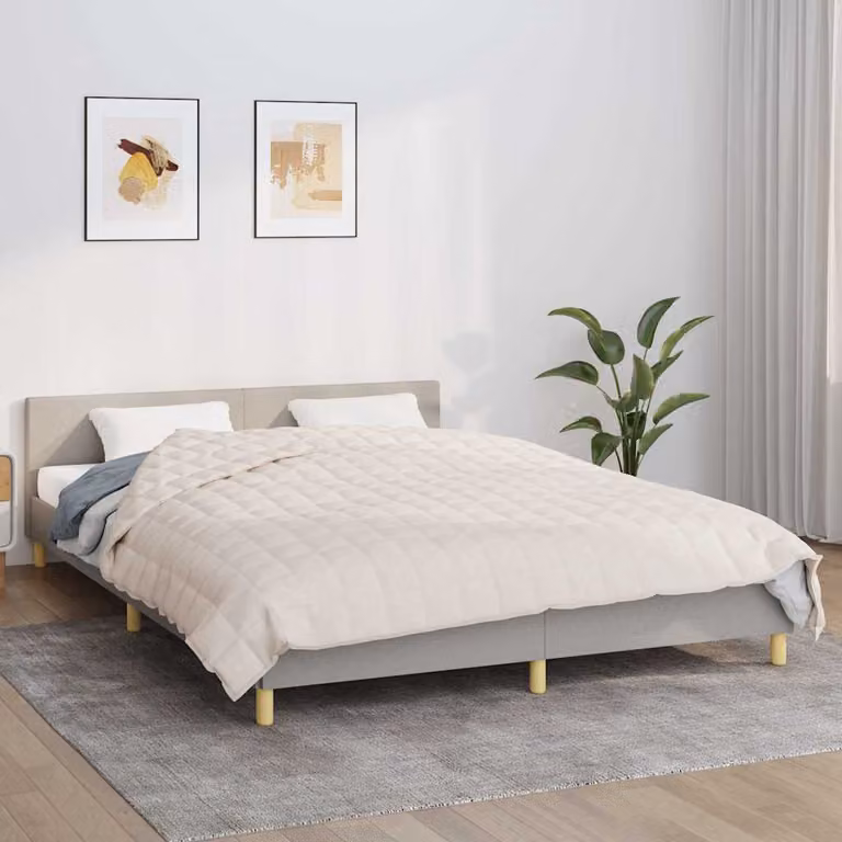 Coperta Ponderata vidaXL in Microfibra e Cotone Beige L: 200 cm, P: 225 cm, Peso: 13 kg