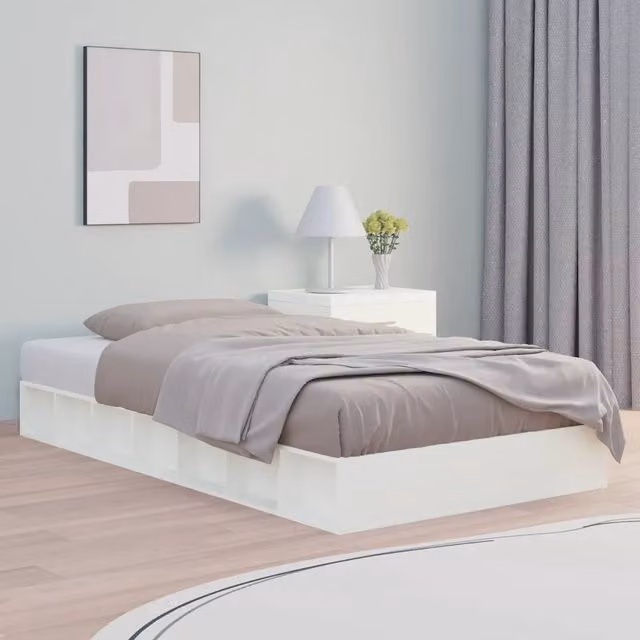 Letto matrimoniale vidaXL in legno massello di pino bianco L: 135 cm, P: 190 cm