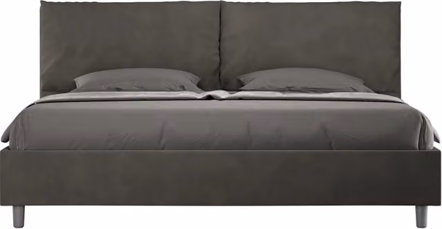 Letto Matrimoniale King Size Antea Large Grigio con Rete Imbottita in Microfibra L/P/H: 200 x 200 x 110 cm – 1