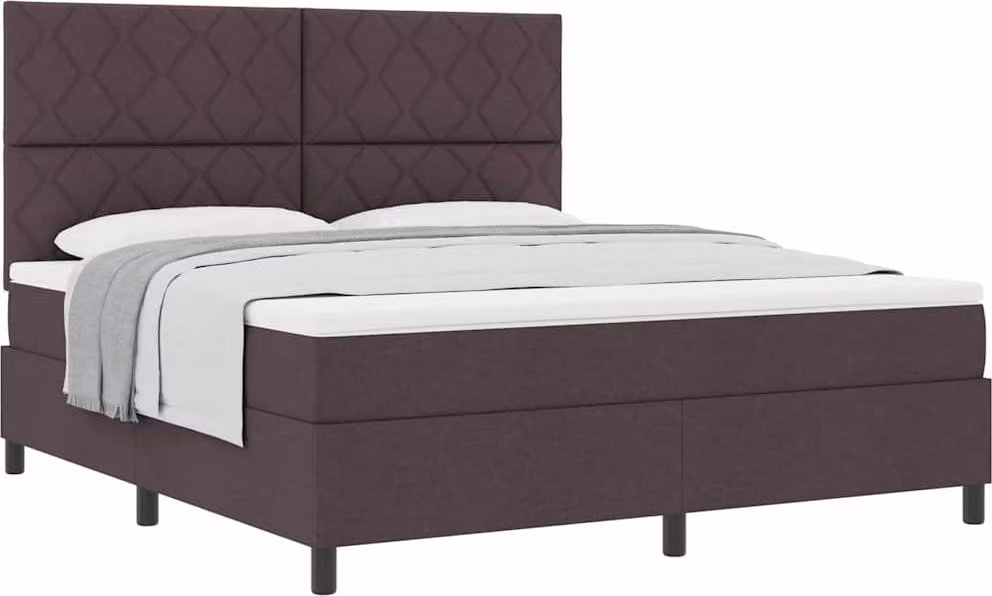 Letto a molle con materasso marrone scuro 180 x 200 cm in tessuto