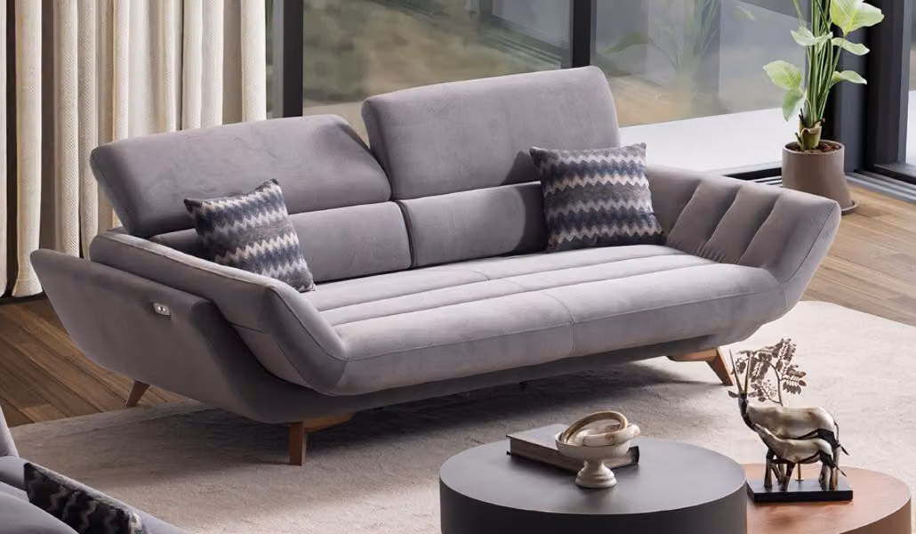 Wohnzimmer Design Sofa 3 Sitzer Couch Polster Garnitur Sofas Grau