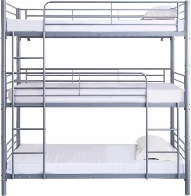 Letto a castello triplo in metallo "HAVIN" - 90 x 190 cm - Grigio