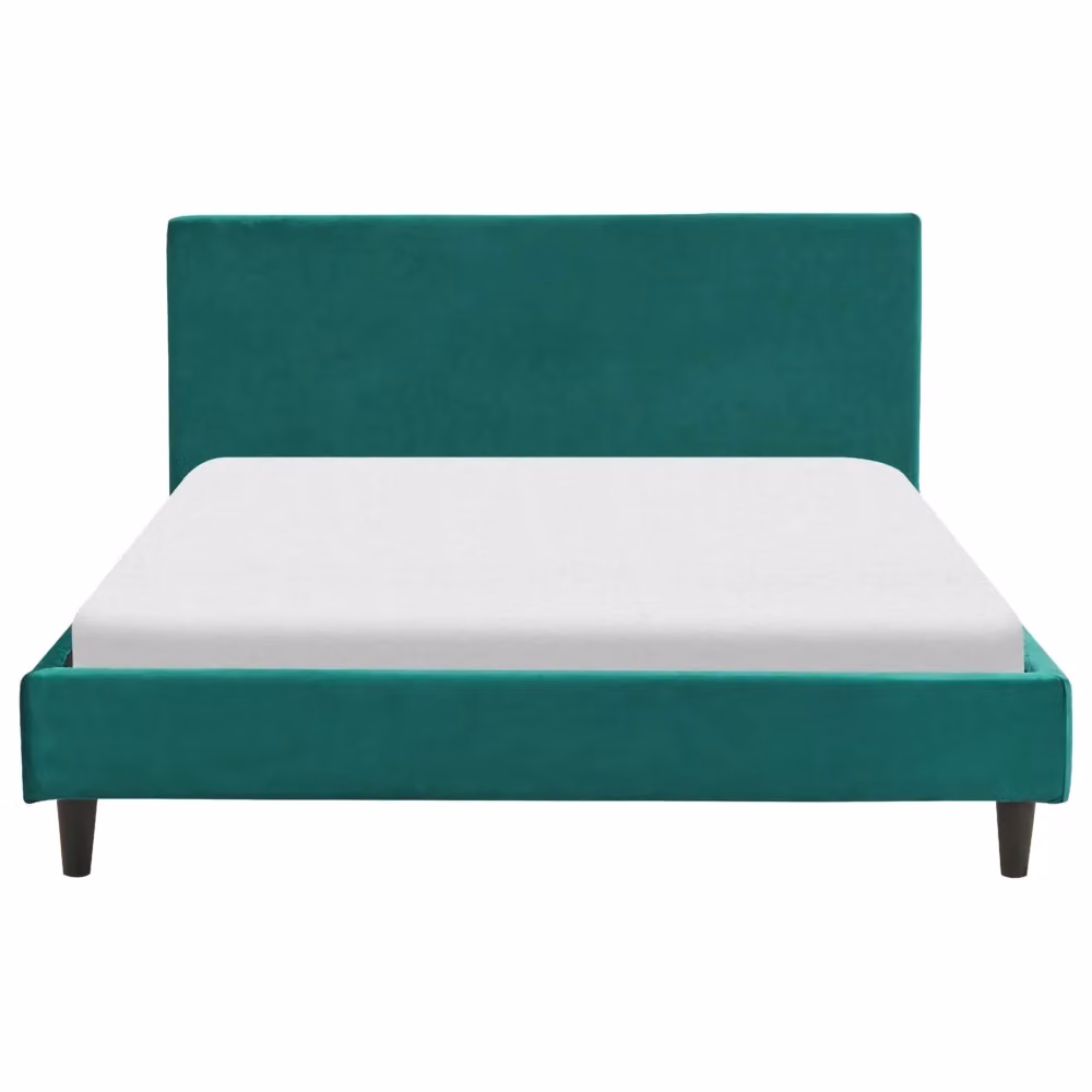Letto matrimoniale Beliani in velluto verde con cassetti e struttura in legno di pino, L/P/H: 140 x 200 x 87 cm – 2