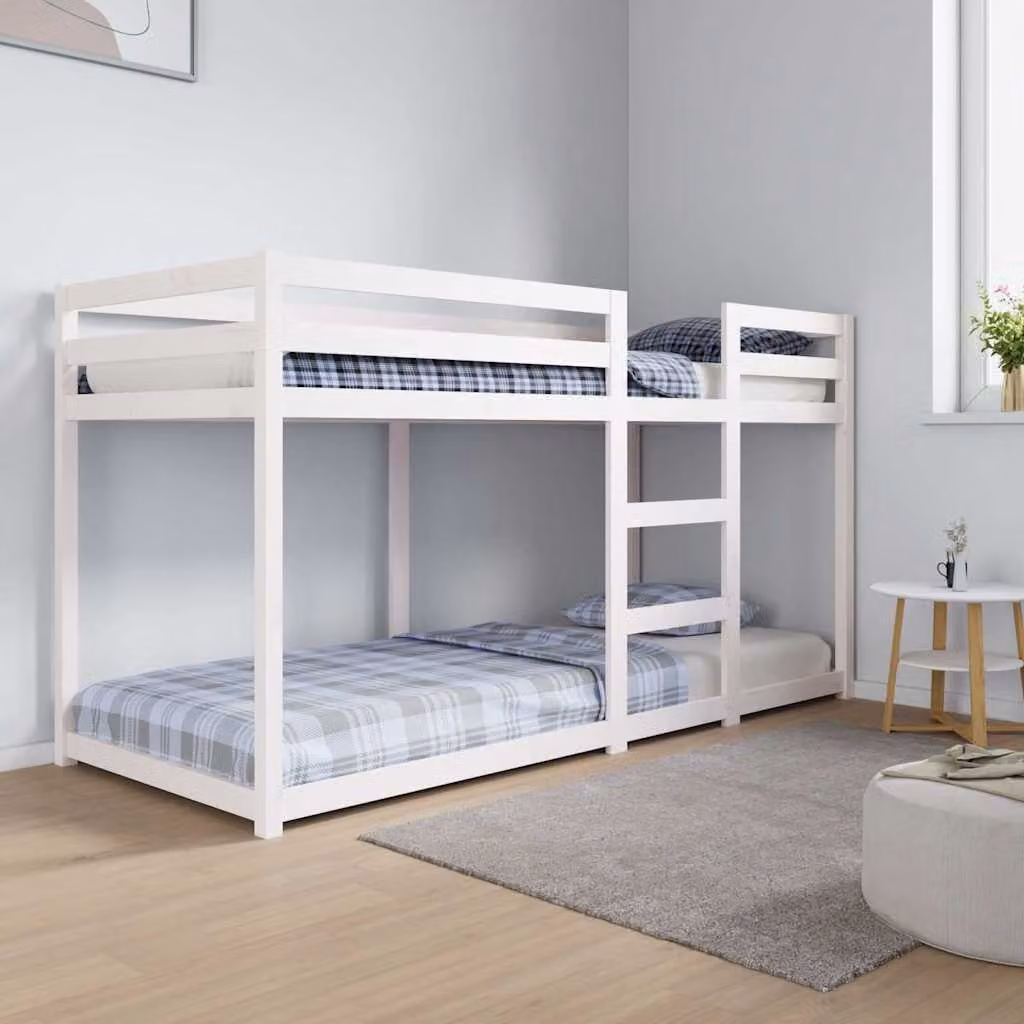 Letto a Castello vidaXL in Legno Massello di Pino Bianco L: 80 cm, P: 200 cm, H: 151 cm