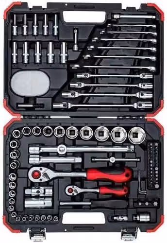 Set di chiavi a bussola Gedore Red in acciaio al cromo vanadio da 92 pezzi, misure 1/4" e 1/2", colore rosso – 1