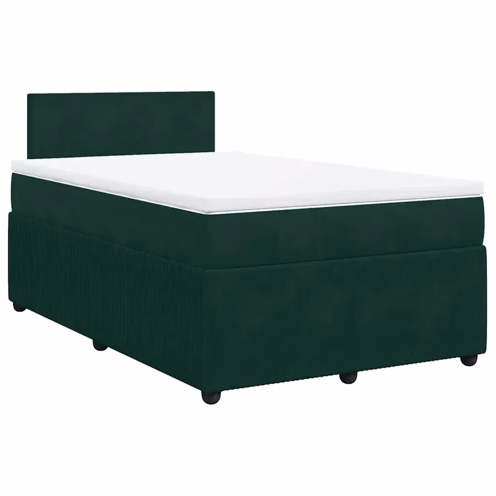 Letto Ibrido con Materasso vidaXL in Velluto Verde Scuro e Legno di Pino L/P: 120 x 190 cm – 2
