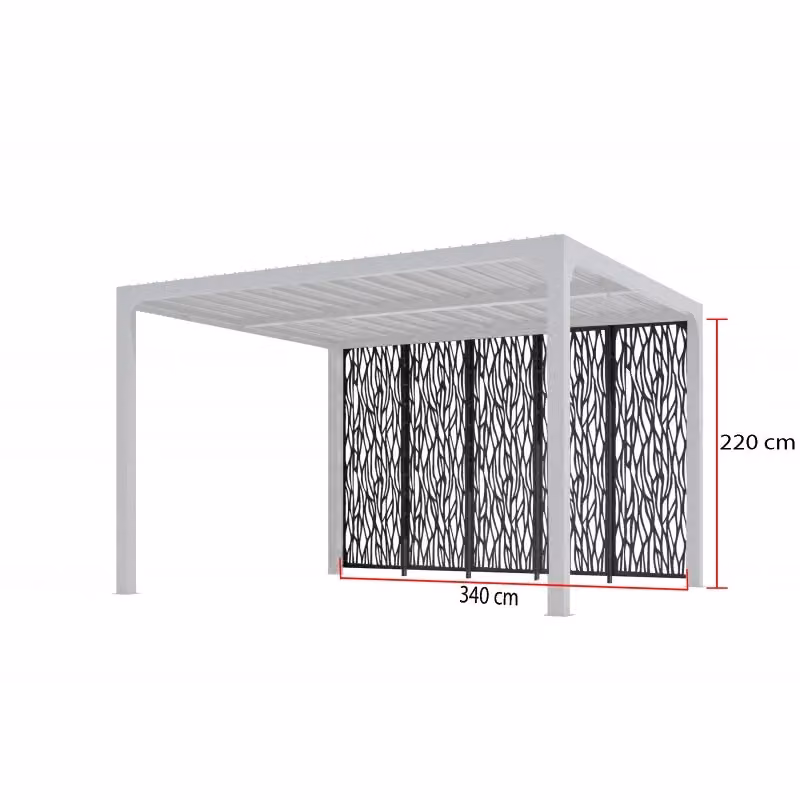 Pannello decorativo in acciaio per pergola bioclimatica Foresta PERBIM36 effetto moucharabieh antivento L: 360 cm, H: 213,3 cm, P: 64,5 cm, colore antracite – 2