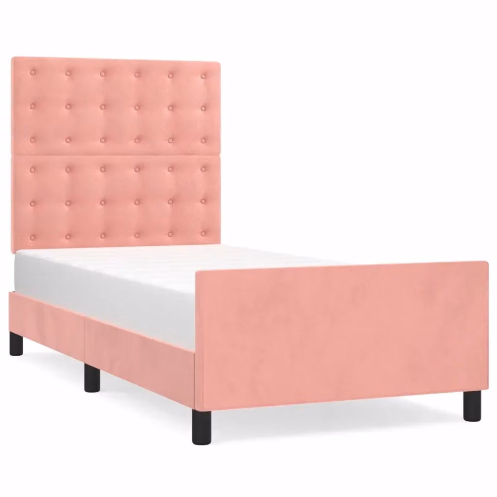 Letto con Testiera in Velluto Rosa vidaXL L/P/H: 193 x 90 x 128 cm – 2