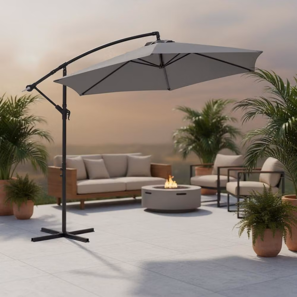 Ombrellone Ampel ⌀3,5M Grigio Ombrellone a manovella Distributore di ombra Ombrellone solare da giardino