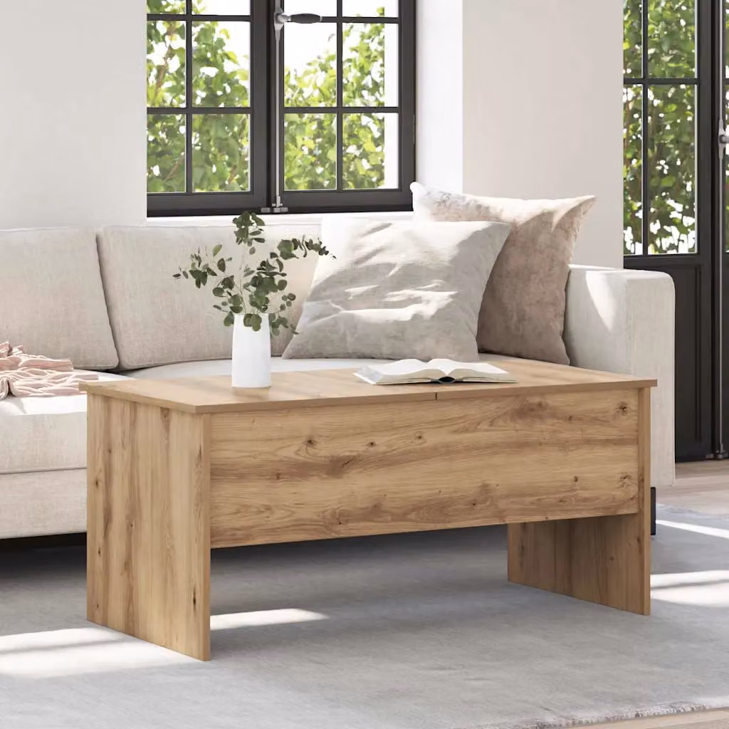 vidaXL Tavolino da salotto moderno in legno rovere color beige, L 102 x P 50,5 x H 46,5 cm