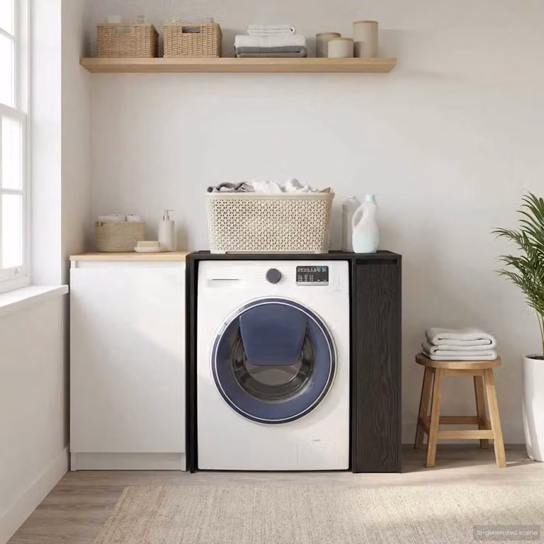 Mobiletto per lavatrice e bagno vidaXL in Rovere Nero con ante a battente L: 87 cm, P: 60 cm, H: 89 cm