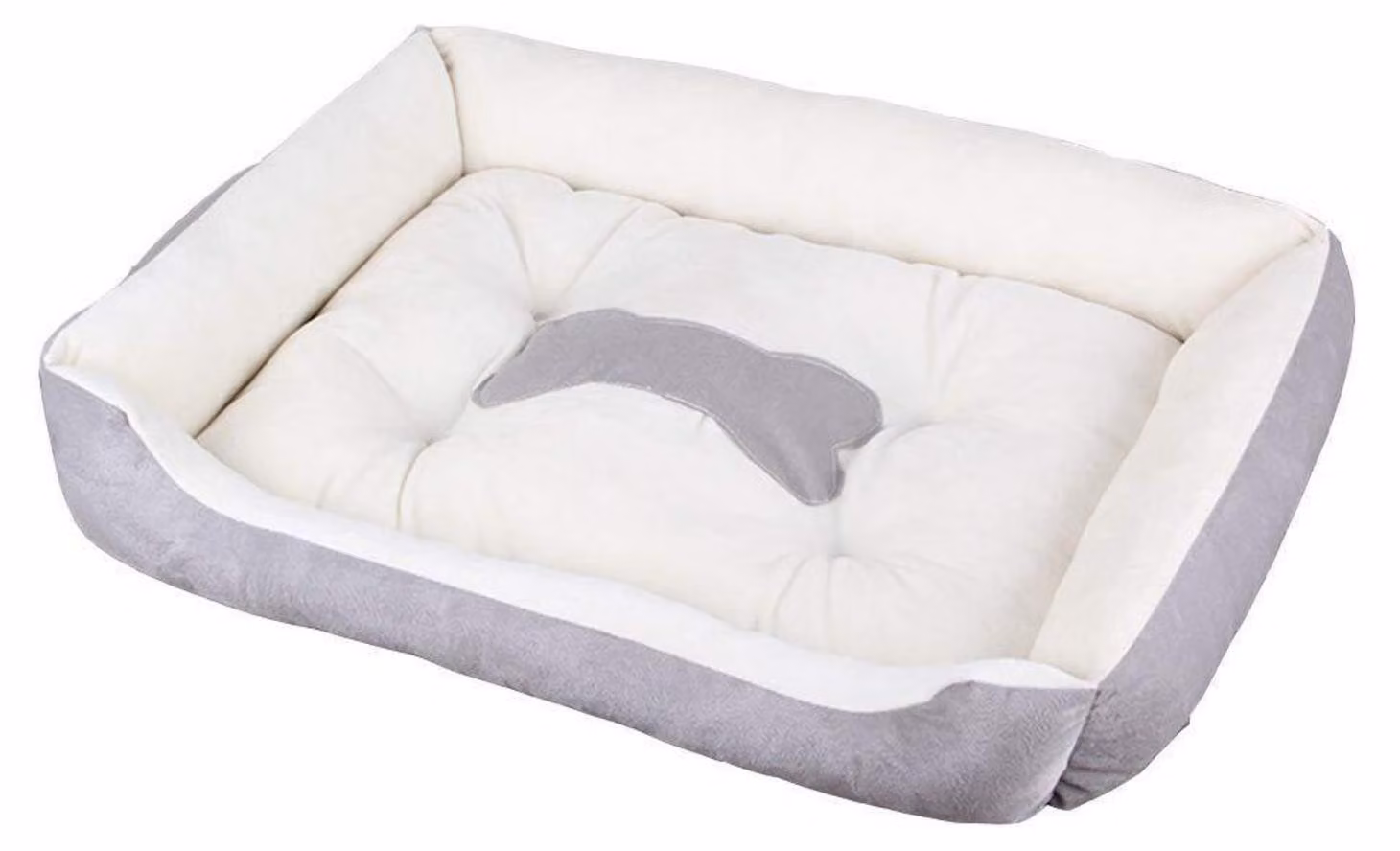 Cuccia per cani con bordo, lavabile, grigia e beige, taglia XL