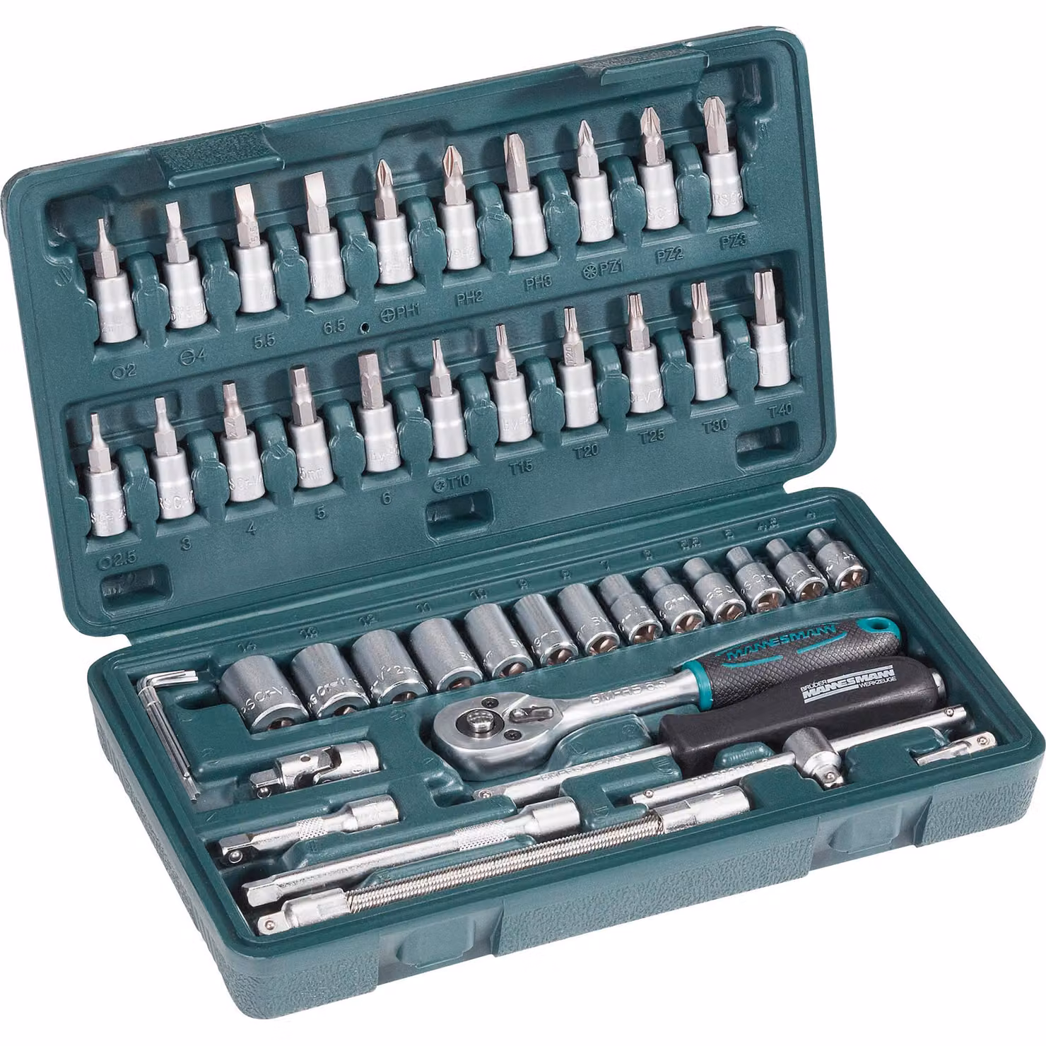 BRÜDER MANNESMANN GREEN LINE M 2040 Set di chiavi a bussola 1/4", 46 pezzi