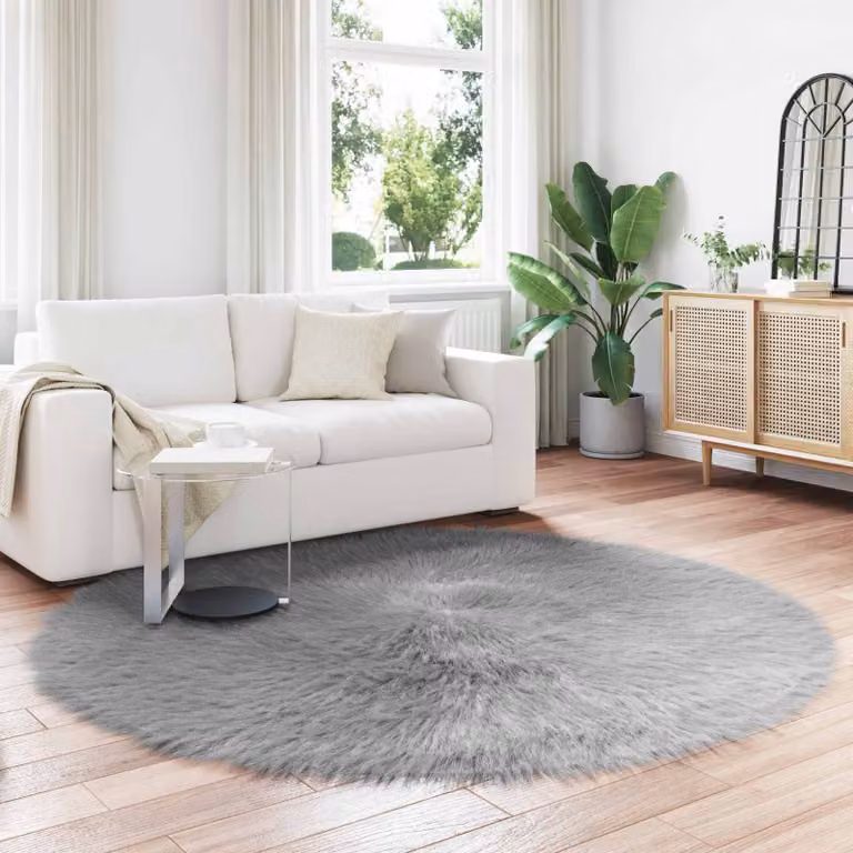 Tappeto rotondo moderno vidaXL in poliestere grigio Ø 160 cm