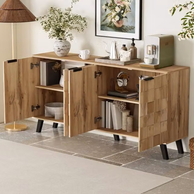 Credenza moderna a 4 ante 160;5 x 35;5 x 78 cm in truciolare colore legno