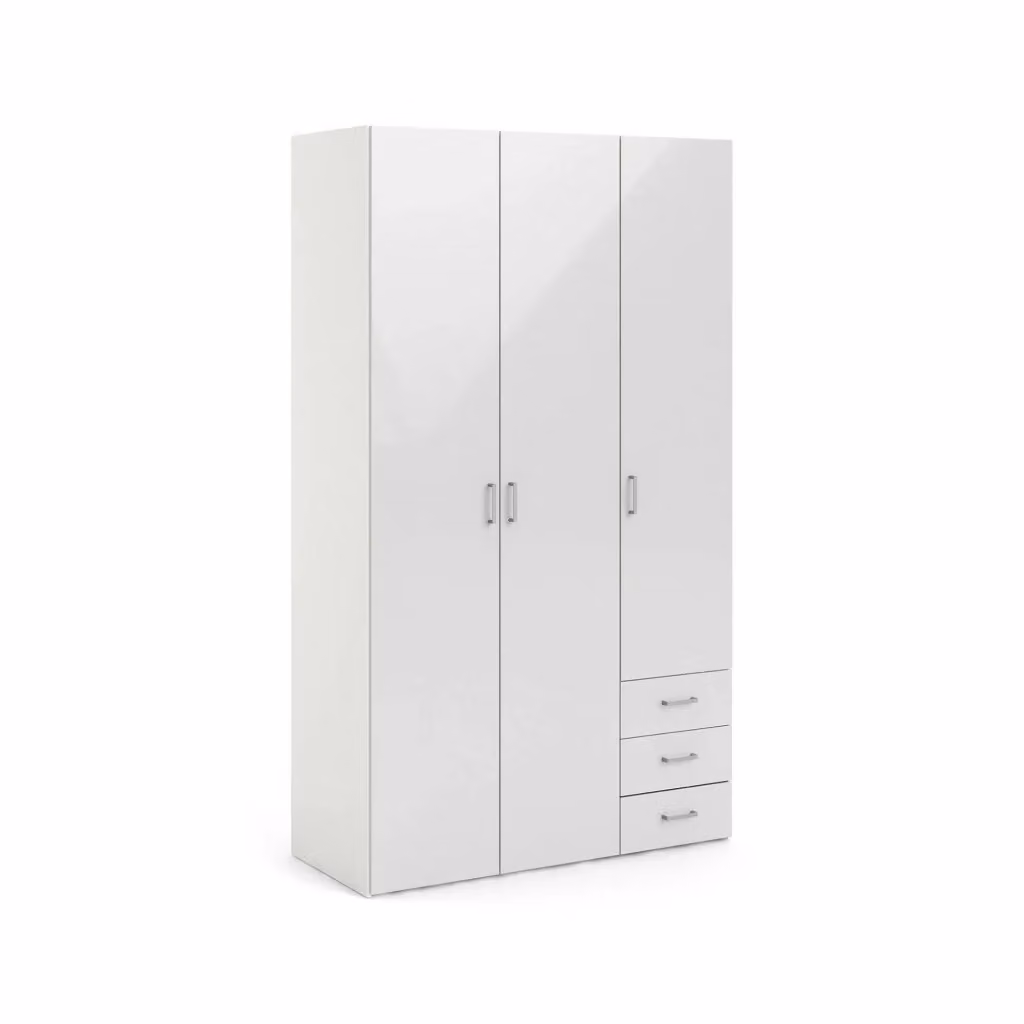 Armadio 3 ante Aquilone DMORA Bianco lucido L: 116 cm, P: 50 cm, H: 200 cm – 2
