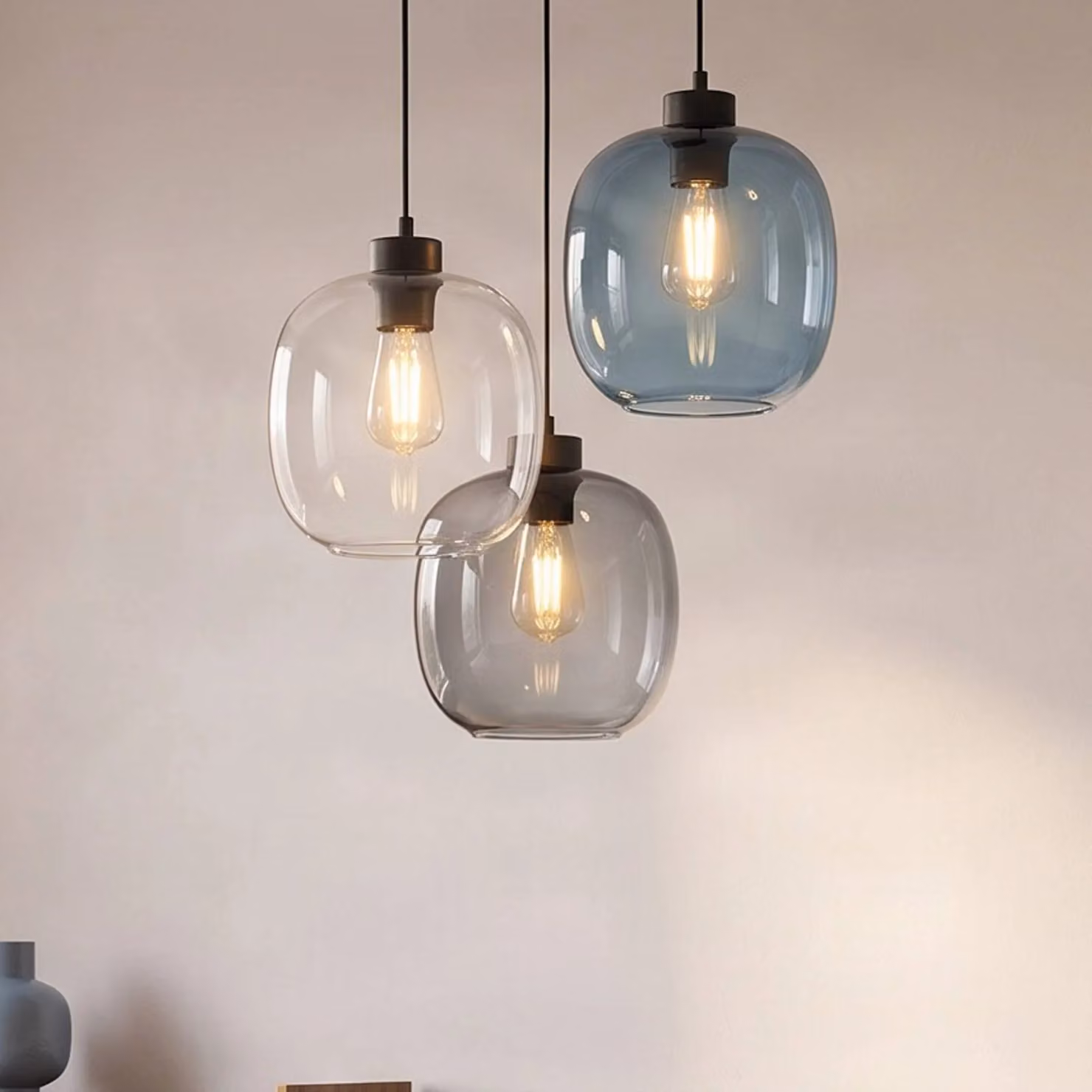 Lampada a sospensione in vetro Elio TK Lighting, dimmerabile, Chiaro / Trasparente, Soggiorno / Sala da pranzo, Vetro, Moderno, Lampada a sospensione