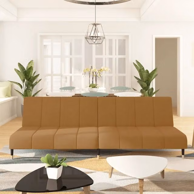 Divano Letto Click Clack vidaXL in Velluto Marrone con Struttura in Legno e Riposo Regolabile L/P/H: 200 x 90 x 69 cm – 1