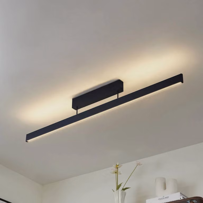 Plafoniera smart Mylosh Lucande, dimmerabile, Nero, Soggiorno / Sala da pranzo, Alluminio, Moderno
