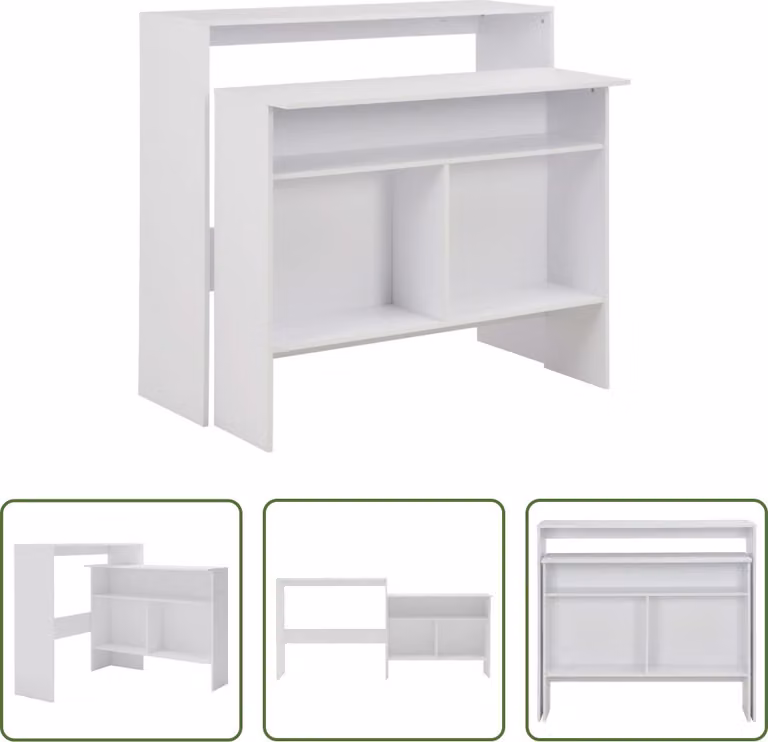 The Living Store Tavolo bar con 2 piani bianco 130x40x120 cm
