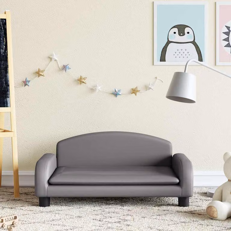 Divano per bambini vidaXL in similpelle grigio, L 70 cm x P 45 cm x H 30 cm