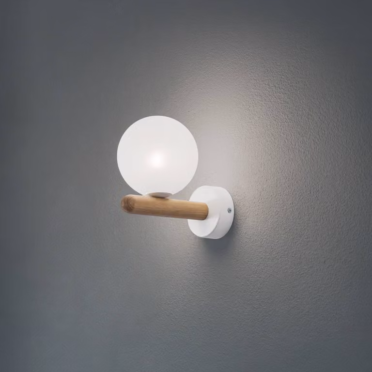 Applique da parete Estera TK Lighting, dimmerabile, Bianco / Opale, Soggiorno / Sala da pranzo, Vetro, Moderno, Applique