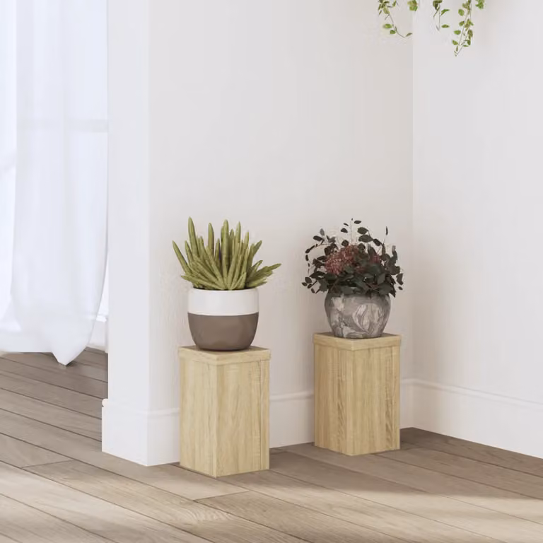 Set di 2 supporti per piante vidaXL in legno, colore marrone/beige, L: 10 cm, P: 10 cm, H: 18 cm