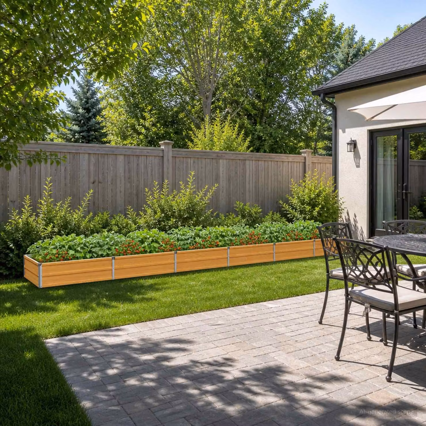 Letto rialzato da giardino vidaXL in metallo Corten color marrone L: 480 cm, P: 80 cm, H: 24 cm