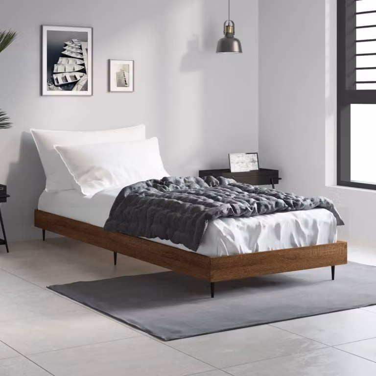 Giroletto senza materasso vidaXL in legno e metallo colore rovere marrone L 190 cm x P 78 cm