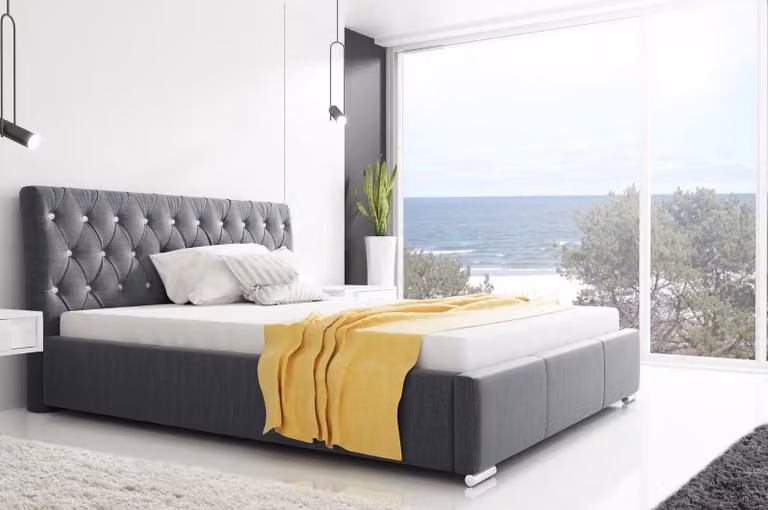 Bettrahmen Bett Doppelbett Ehebett Bettgestell Polsterbett Betten 200x200 Grau