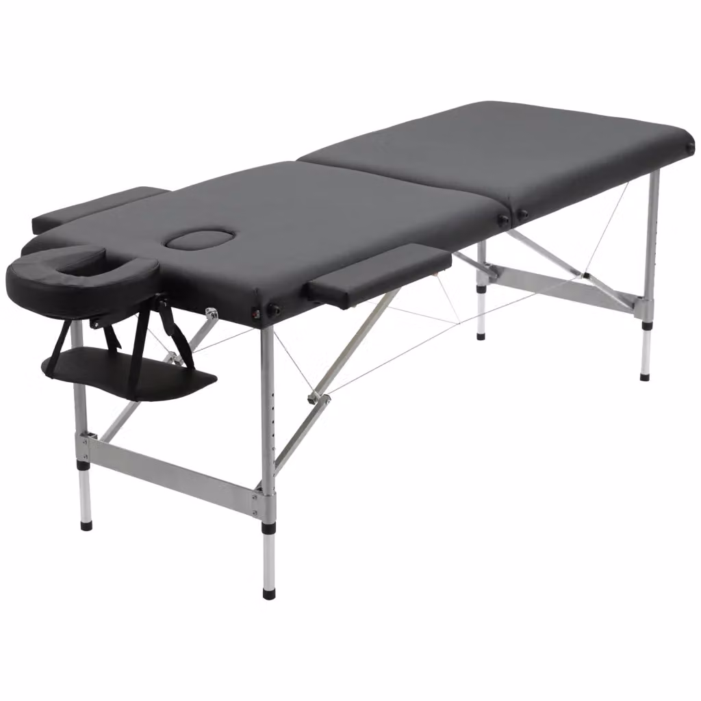 Lettino da massaggio pieghevole XYLO nero con braccioli e poggiatesta regolabile L: 185 cm, P: 70 cm, H: 82 cm – 2