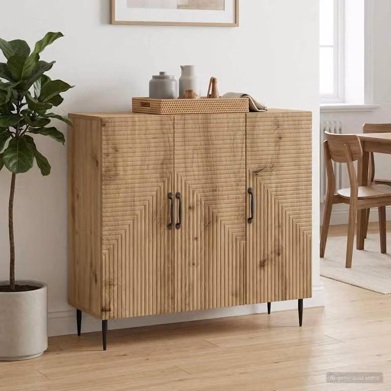 Credenza moderna in rovere vidaXL, colore marrone, L 89 cm x P 34,5 cm x H 80 cm