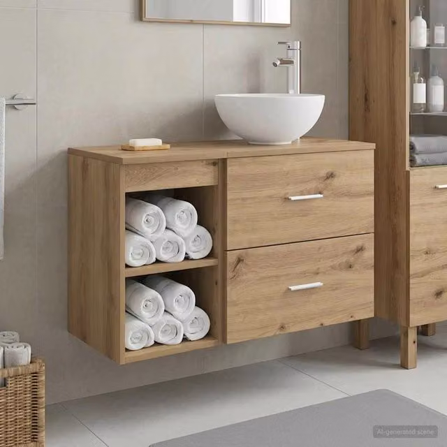 Set di mobili per il bagno 2 pz Rovere Artigianale 3403879