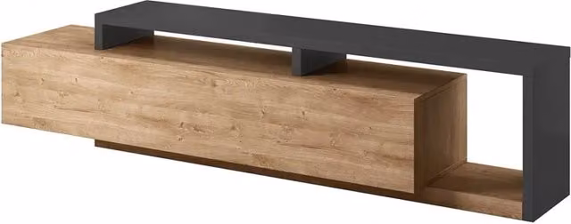 Mobile TV 220cm collezione BERGAMO. Colori quercia e grigio antracite.
